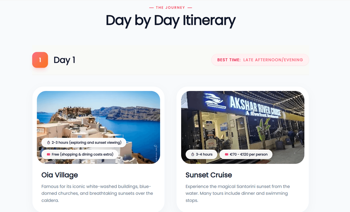 Intelligent Daily Itineraries